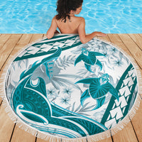 Cyan Polynesia Beach Blanket Polynesian Turtle Shark Tattoo Tropical Vintage LT14 - Polynesian Pride