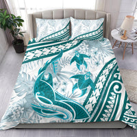 Cyan Polynesia Bedding Set Polynesian Turtle Shark Tattoo Tropical Vintage LT14 - Polynesian Pride
