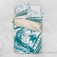 Cyan Polynesia Bedding Set Polynesian Turtle Shark Tattoo Tropical Vintage LT14 US Twin 172cm x 218cm Cyan - Polynesian Pride
