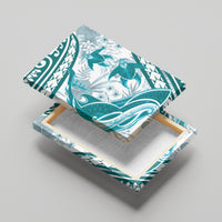 Cyan Polynesia Canvas Wall Art Polynesian Turtle Shark Tattoo Tropical Vintage LT14 - Polynesian Pride