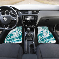 Cyan Polynesia Car Mats Polynesian Turtle Shark Tattoo Tropical Vintage LT14 Set 2pcs - Front Cyan - Polynesian Pride