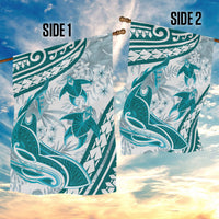 Cyan Polynesia Garden Flag Polynesian Turtle Shark Tattoo Tropical Vintage LT14 - Polynesian Pride