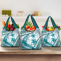 Cyan Polynesia Grocery Bag Polynesian Turtle Shark Tattoo Tropical Vintage LT14 3-pack One Size Cyan - Polynesian Pride