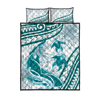 Cyan Polynesia Quilt Bed Set Polynesian Turtle Shark Tattoo Tropical Vintage LT14 - Polynesian Pride