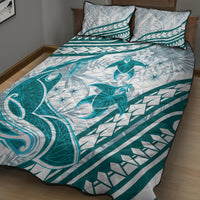 Cyan Polynesia Quilt Bed Set Polynesian Turtle Shark Tattoo Tropical Vintage LT14 - Polynesian Pride