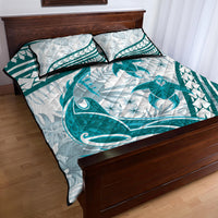 Cyan Polynesia Quilt Bed Set Polynesian Turtle Shark Tattoo Tropical Vintage LT14 - Polynesian Pride