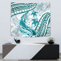 Cyan Polynesia Tapestry Polynesian Turtle Shark Tattoo Tropical Vintage LT14 - Polynesian Pride