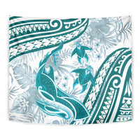 Cyan Polynesia Tapestry Polynesian Turtle Shark Tattoo Tropical Vintage LT14 - Polynesian Pride