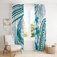 Cyan Polynesia Window Curtain Polynesian Turtle Shark Tattoo Tropical Vintage LT14 - Polynesian Pride