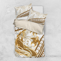 Gold Polynesia Bedding Set Polynesian Turtle Shark Tattoo Tropical Vintage LT14 US Twin 172cm x 218cm Gold - Polynesian Pride