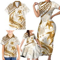 Gold Polynesian Family Matching Outfits - Turtle Shark Tattoo Design