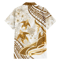 Gold Polynesia Hawaiian Shirt Polynesian Turtle Shark Tattoo Tropical Vintage LT14 - Polynesian Pride