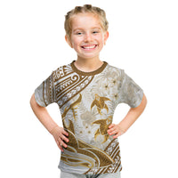Gold Polynesia Kid T Shirt Polynesian Turtle Shark Tattoo Tropical Vintage LT14 Gold - Polynesian Pride