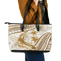 Gold Polynesia Leather Tote Bag Polynesian Turtle Shark Tattoo Tropical Vintage LT14 - Polynesian Pride