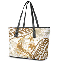 Gold Polynesia Leather Tote Bag Polynesian Turtle Shark Tattoo Tropical Vintage LT14 - Polynesian Pride