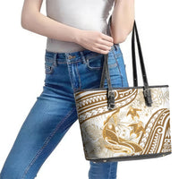 Gold Polynesia Leather Tote Bag Polynesian Turtle Shark Tattoo Tropical Vintage LT14 - Polynesian Pride