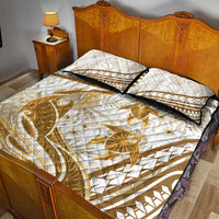 Gold Polynesia Quilt Bed Set Polynesian Turtle Shark Tattoo Tropical Vintage LT14 - Polynesian Pride