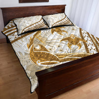 Gold Polynesia Quilt Bed Set Polynesian Turtle Shark Tattoo Tropical Vintage LT14 - Polynesian Pride