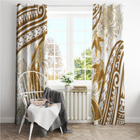 Gold Polynesia Window Curtain Polynesian Turtle Shark Tattoo Tropical Vintage LT14 - Polynesian Pride
