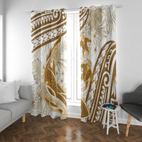 Gold Polynesia Window Curtain Polynesian Turtle Shark Tattoo Tropical Vintage LT14 With Grommets Gold - Polynesian Pride