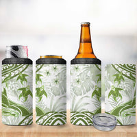 Lime Green Polynesia 4 in 1 Can Cooler Tumbler Polynesian Turtle Shark Tattoo Tropical Vintage