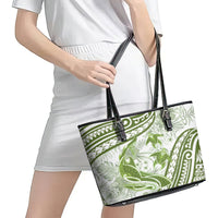 Lime Green Polynesia Leather Tote Bag Polynesian Turtle Shark Tattoo Tropical Vintage LT14 - Polynesian Pride