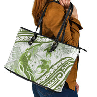 Lime Green Polynesia Leather Tote Bag Polynesian Turtle Shark Tattoo Tropical Vintage LT14 - Polynesian Pride