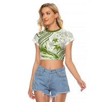 Lime Green Polynesia Raglan Cropped T Shirt Polynesian Turtle Shark Tattoo Tropical Vintage LT14 Female Lime Green - Polynesian Pride