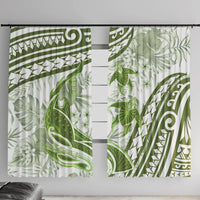 Lime Green Polynesia Window Curtain Polynesian Turtle Shark Tattoo Tropical Vintage LT14 With Hooks Lime Green - Polynesian Pride