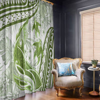 Lime Green Polynesia Window Curtain Polynesian Turtle Shark Tattoo Tropical Vintage LT14 - Polynesian Pride