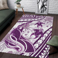 Purple Polynesia Area Rug Polynesian Turtle Shark Tattoo Tropical Vintage