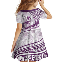 Purple Polynesia Kid Short Sleeve Dress Polynesian Turtle Shark Tattoo Tropical Vintage LT14 - Polynesian Pride