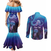 Polynesia Jellyfish Memorial Personalised Couples Matching Mermaid Dress and Long Sleeve Button Shirt Infinity Jellies Polynesian Pattern LT14 - Polynesian Pride