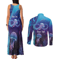 Polynesia Jellyfish Memorial Personalised Couples Matching Tank Maxi Dress and Long Sleeve Button Shirt Infinity Jellies Polynesian Pattern LT14 - Polynesian Pride