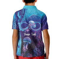 Polynesia Jellyfish Memorial Personalised Kid Polo Shirt Infinity Jellies Polynesian Pattern LT14 - Polynesian Pride