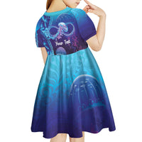 Polynesia Jellyfish Memorial Personalised Kid Short Sleeve Dress Infinity Jellies Polynesian Pattern LT14 - Polynesian Pride