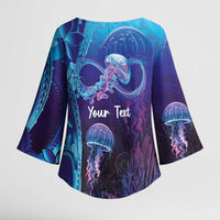 Polynesia Jellyfish Memorial Personalised Kimono Sleeve Blouse Infinity Jellies Polynesian Pattern LT14 - Polynesian Pride