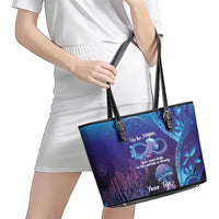 Polynesia Jellyfish Memorial Personalised Leather Tote Bag Infinity Jellies Polynesian Pattern LT14 - Polynesian Pride