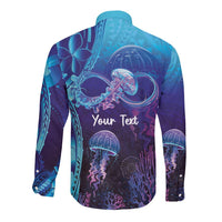 Polynesia Jellyfish Memorial Personalised Long Sleeve Button Shirt Infinity Jellies Polynesian Pattern LT14 - Polynesian Pride