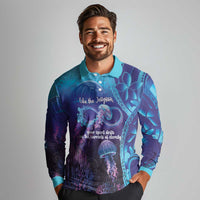 Polynesia Jellyfish Memorial Personalised Long Sleeve Polo Shirt Infinity Jellies Polynesian Pattern LT14 - Polynesian Pride