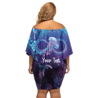 Polynesia Jellyfish Memorial Personalised Off Shoulder Short Dress Infinity Jellies Polynesian Pattern LT14 - Polynesian Pride