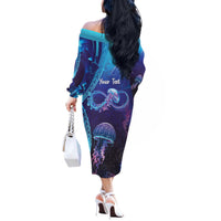 Polynesia Jellyfish Memorial Personalised Off The Shoulder Long Sleeve Dress Infinity Jellies Polynesian Pattern LT14 - Polynesian Pride