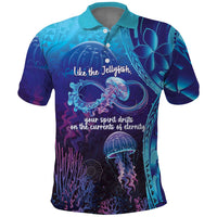 Polynesia Jellyfish Memorial Personalised Polo Shirt Infinity Jellies Polynesian Pattern LT14 Purple - Polynesian Pride