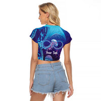 Polynesia Jellyfish Memorial Personalised Raglan Cropped T Shirt Infinity Jellies Polynesian Pattern LT14 - Polynesian Pride