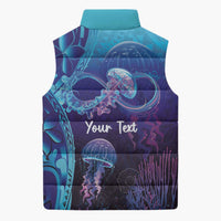 Polynesia Jellyfish Memorial Personalised Sleeveless Puffer Jacket Infinity Jellies Polynesian Pattern LT14 - Polynesian Pride
