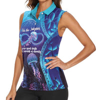 Polynesia Jellyfish Memorial Personalised Women Sleeveless Polo Shirt Infinity Jellies Polynesian Pattern LT14 - Polynesian Pride