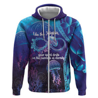 Polynesia Jellyfish Memorial Personalised Zip Hoodie Infinity Jellies Polynesian Pattern LT14 Zip Hoodie Purple - Polynesian Pride