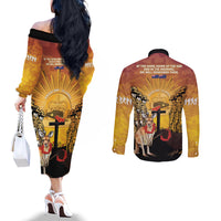 Australia And New Zealand ANZAC Couples Matching Off The Shoulder Long Sleeve Dress and Long Sleeve Button Shirt Aussie Kangaroo With Aotearoa Kiwi Lest We Forget