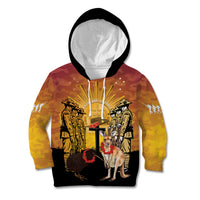 Australia And New Zealand ANZAC Kid Hoodie Aussie Kangaroo With Aotearoa Kiwi Lest We Forget LT14 Hoodie Yellow - Polynesian Pride