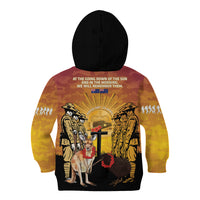 Australia And New Zealand ANZAC Kid Hoodie Aussie Kangaroo With Aotearoa Kiwi Lest We Forget LT14 - Polynesian Pride